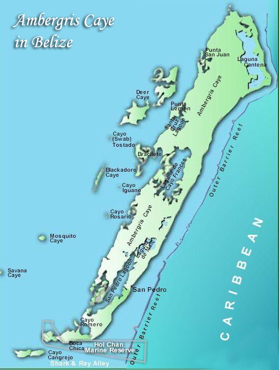 Ambergris Caye Map-San Pedro-Belize