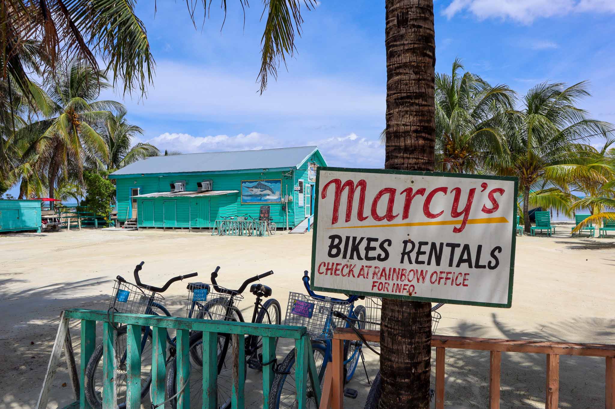Marcy's Bike Rentals at the Rainbow Grill Caye Caulker