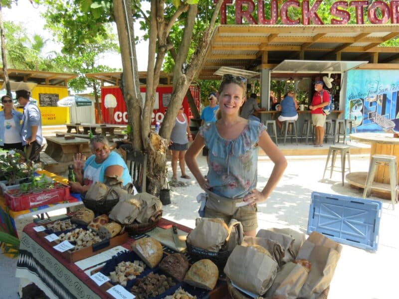 Sue and her delicious boules at the first Farmers' Market