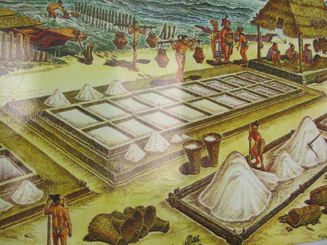 A painting of salt production by the Maya