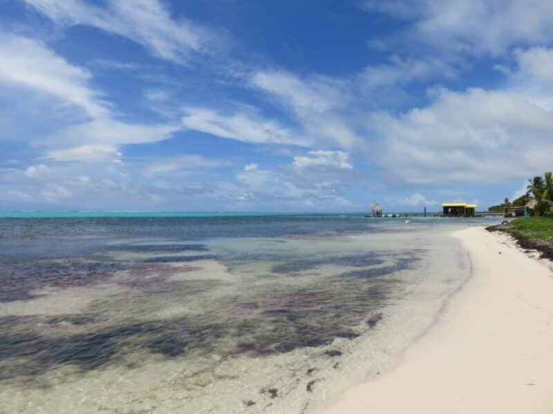 View down the beach to Xtan Ha San Pedro Belize