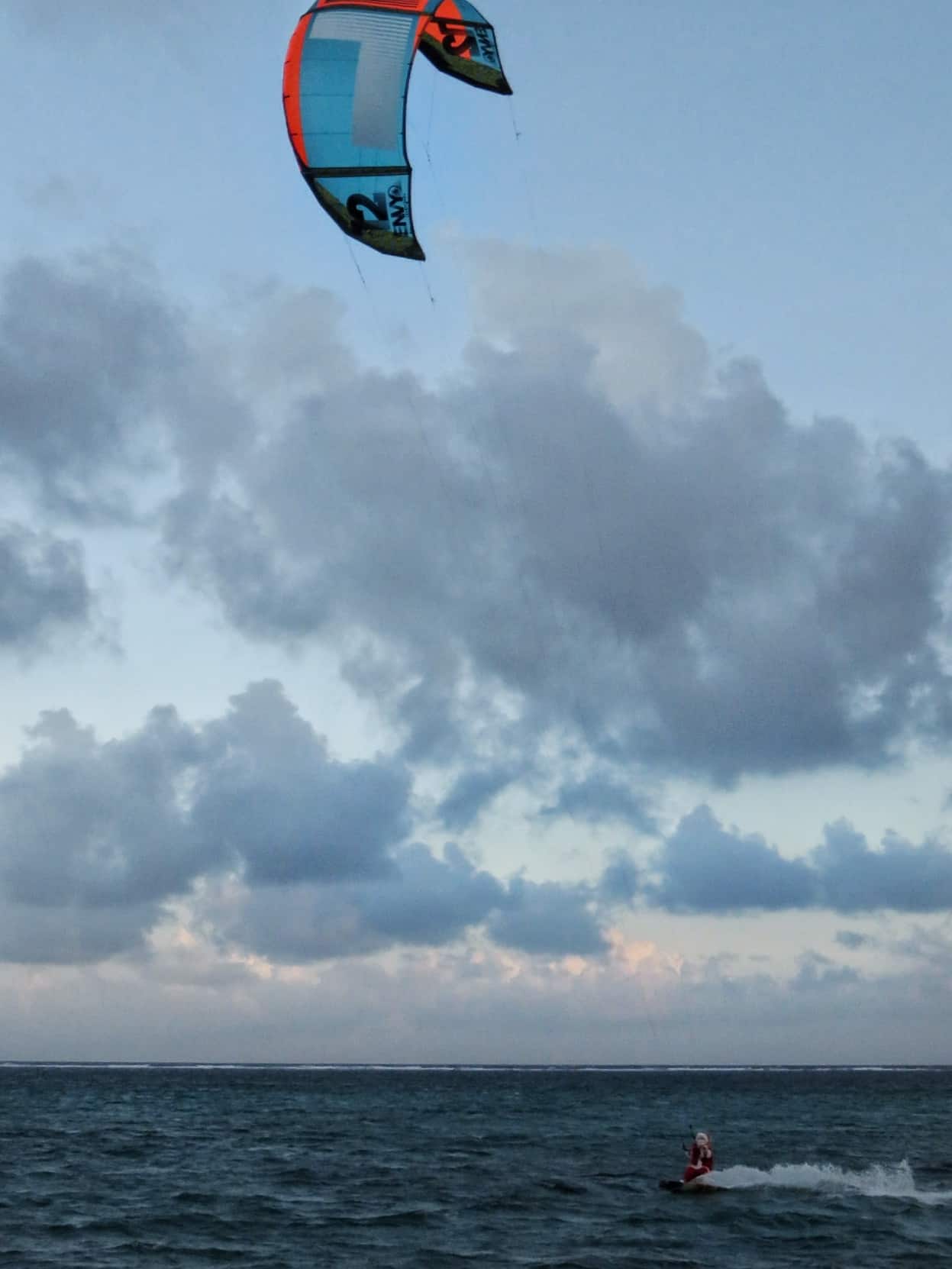 Kite boarding Santa