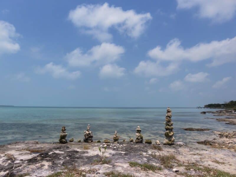 Rock piles at Secret Beach, Ambergris Caye, Belize