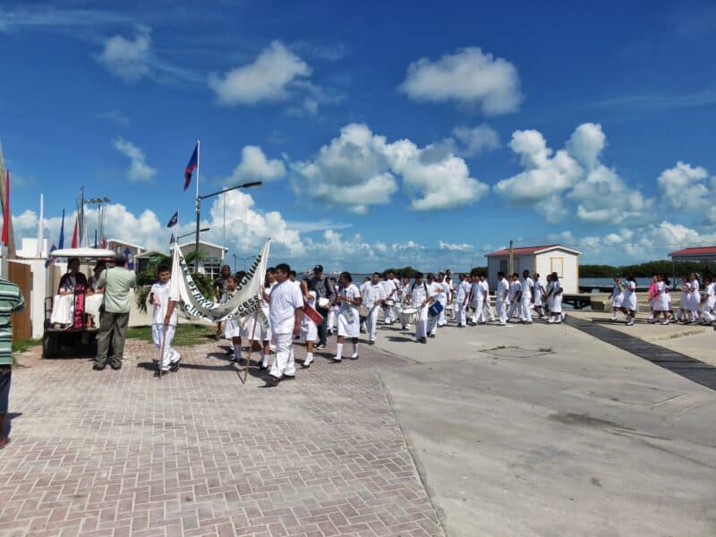 San Pedro High School kids parade in Belize