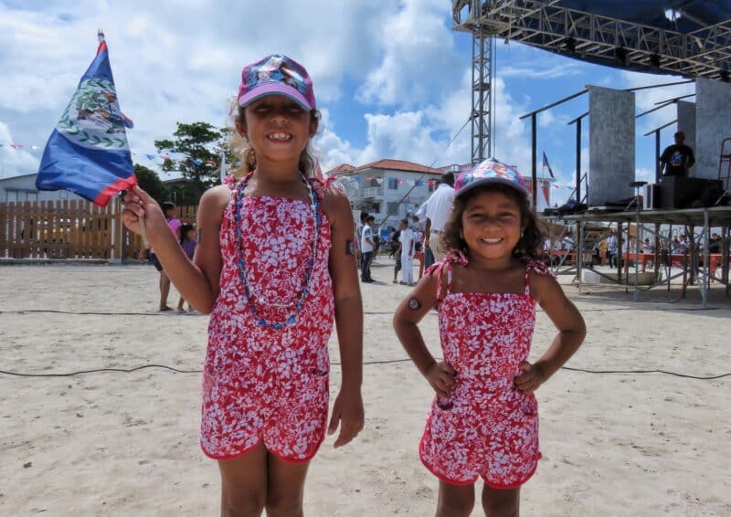 Little girls on St George's Caye celebrations in San Pedro, Belize