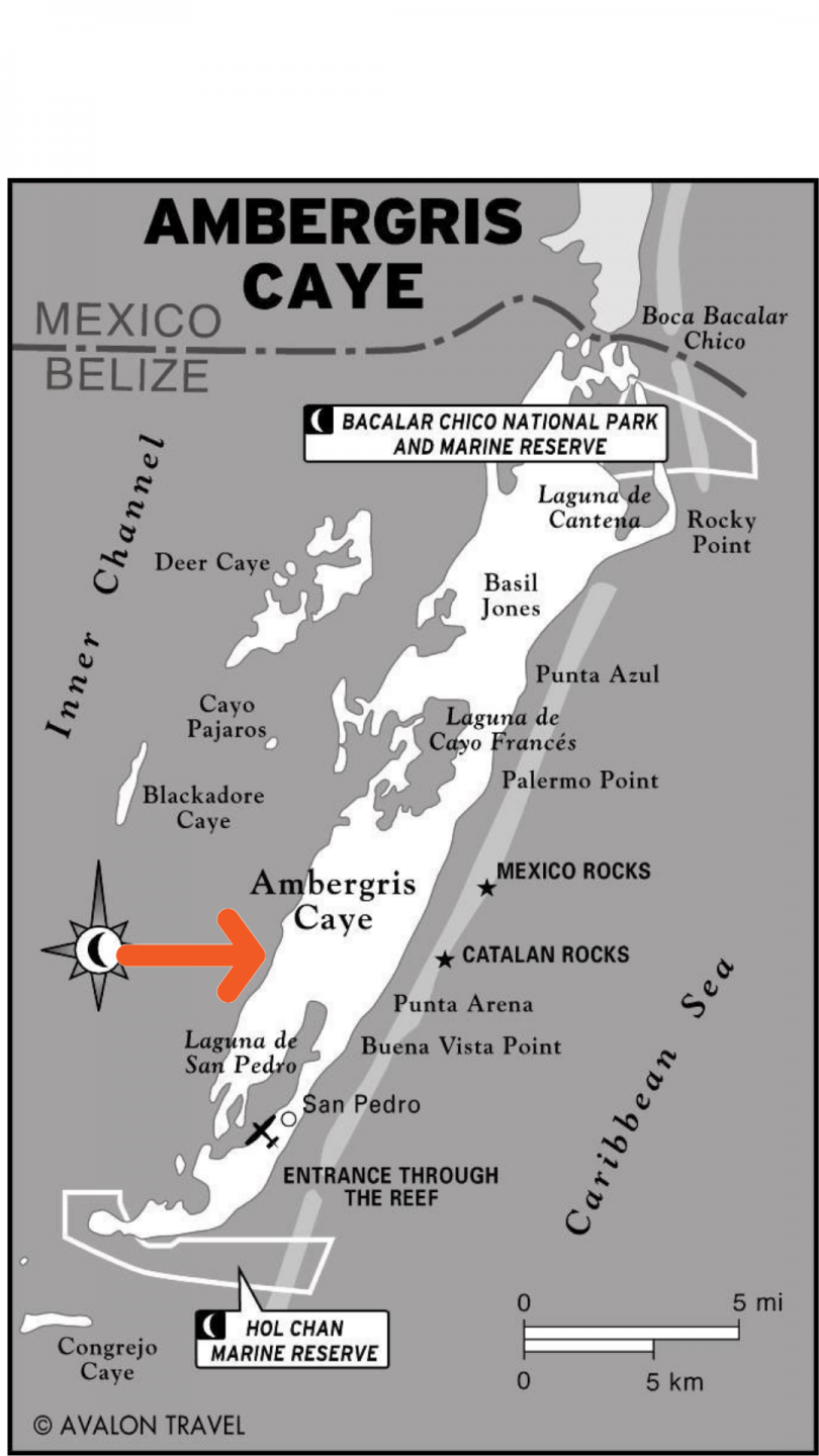 Map of Ambergris Caye and Secret Beach