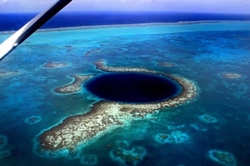 Belize's Blue Hole - sink hole surrounded by coral - from Tropic Air