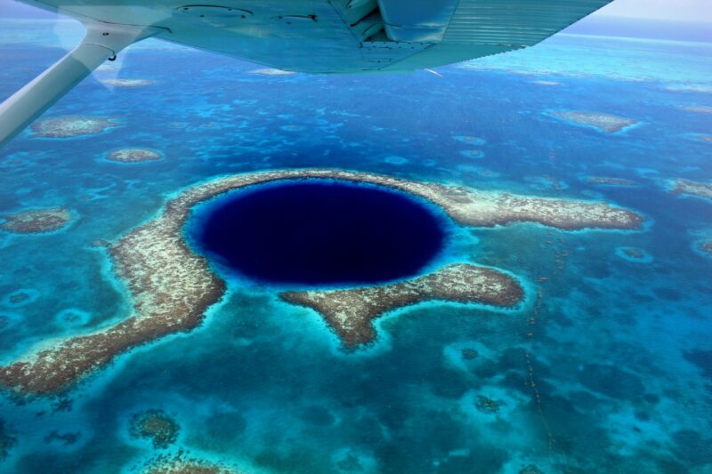 Flying over the Blue Hole Belize
