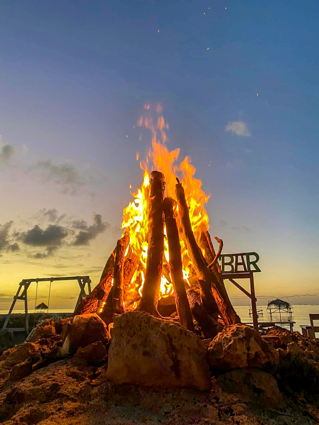 Beach Bonfire Bamboo Bar