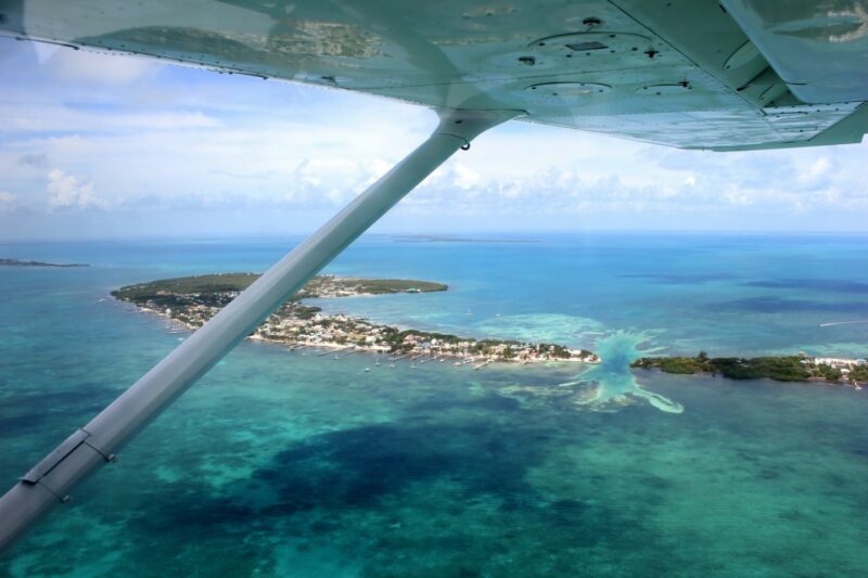 View of Caye Caulker from the air