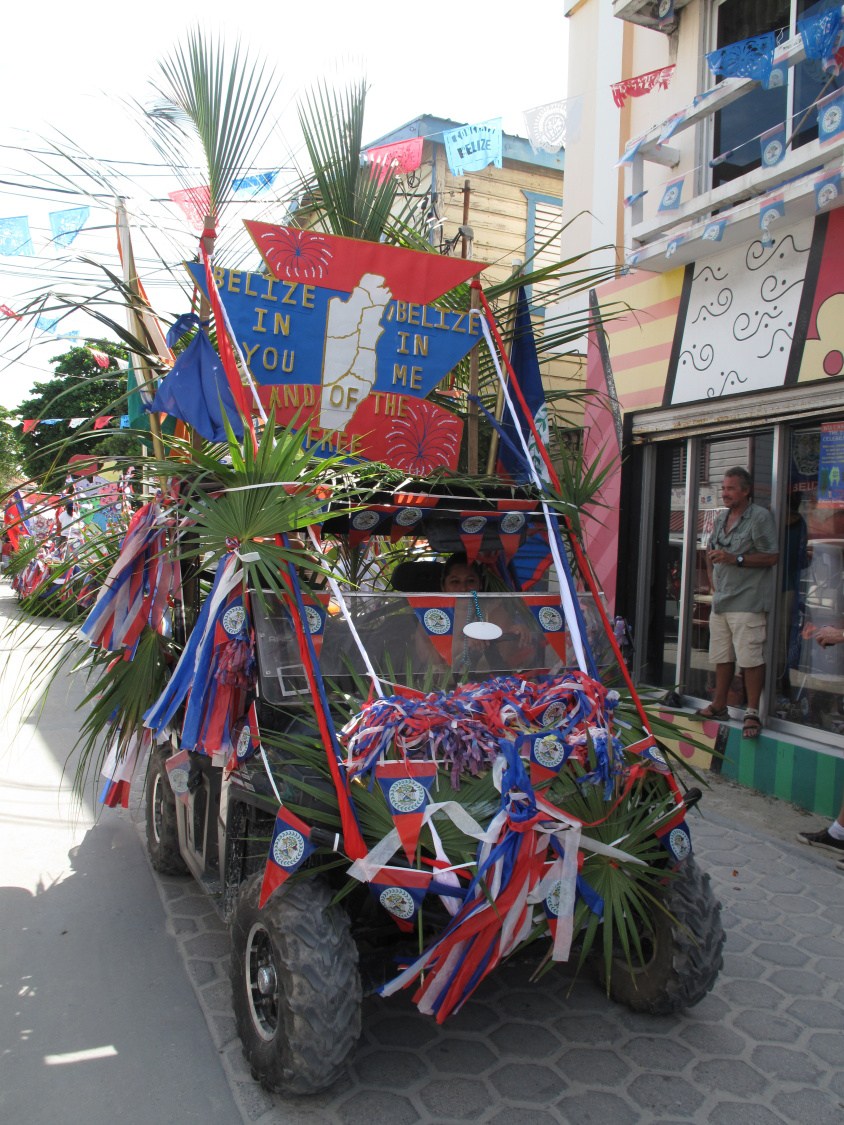 decorated golf cart
