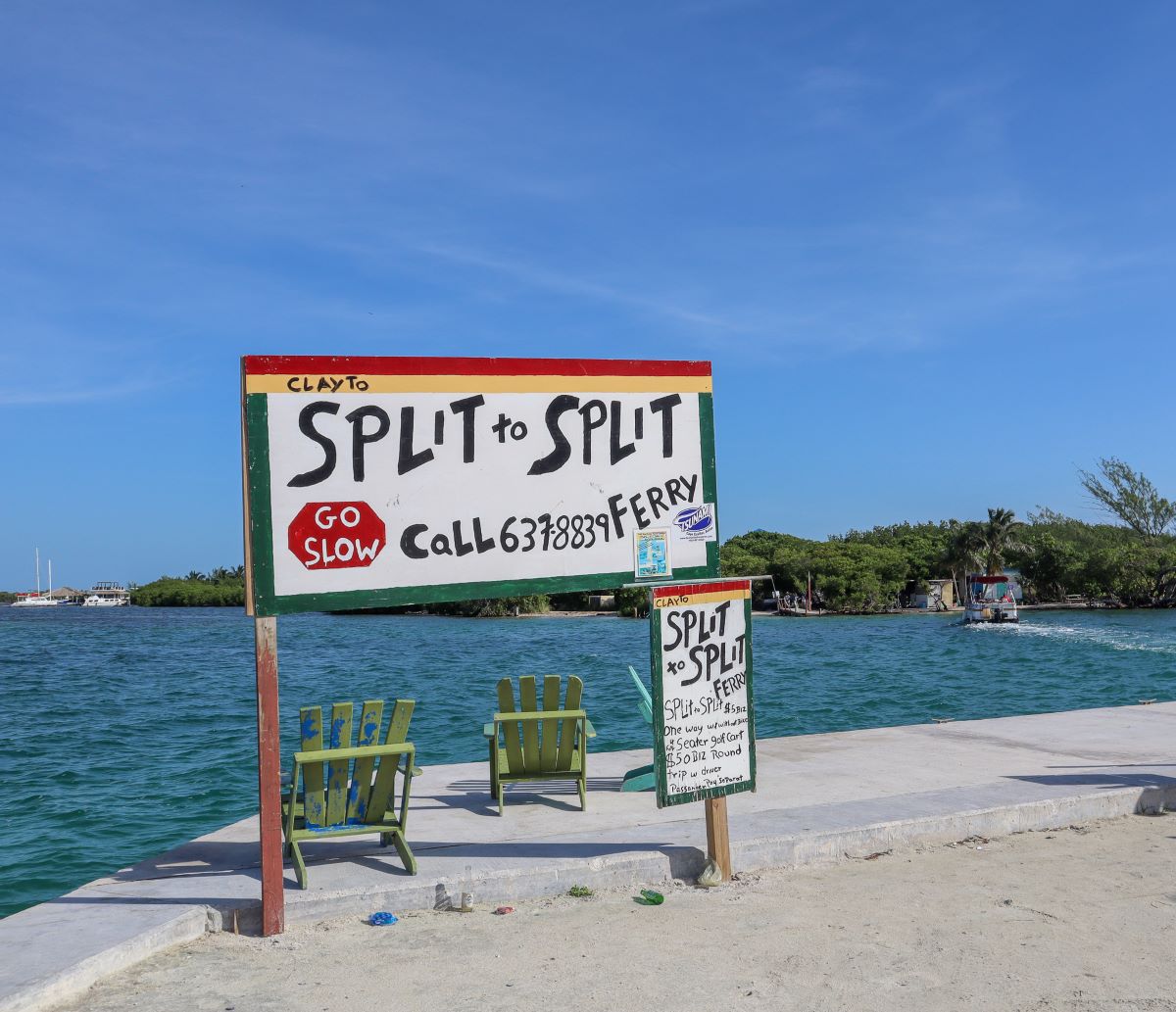 Split-to=Split Ferry on Caye Caulker to take you from north to south and back again