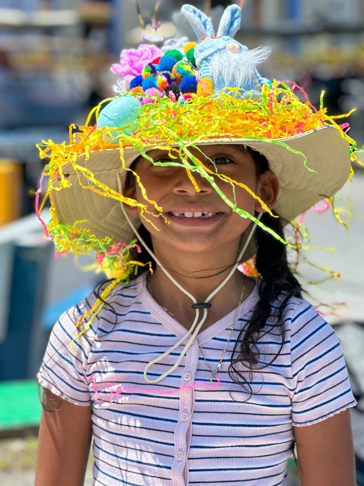 Kid with easter bonnet