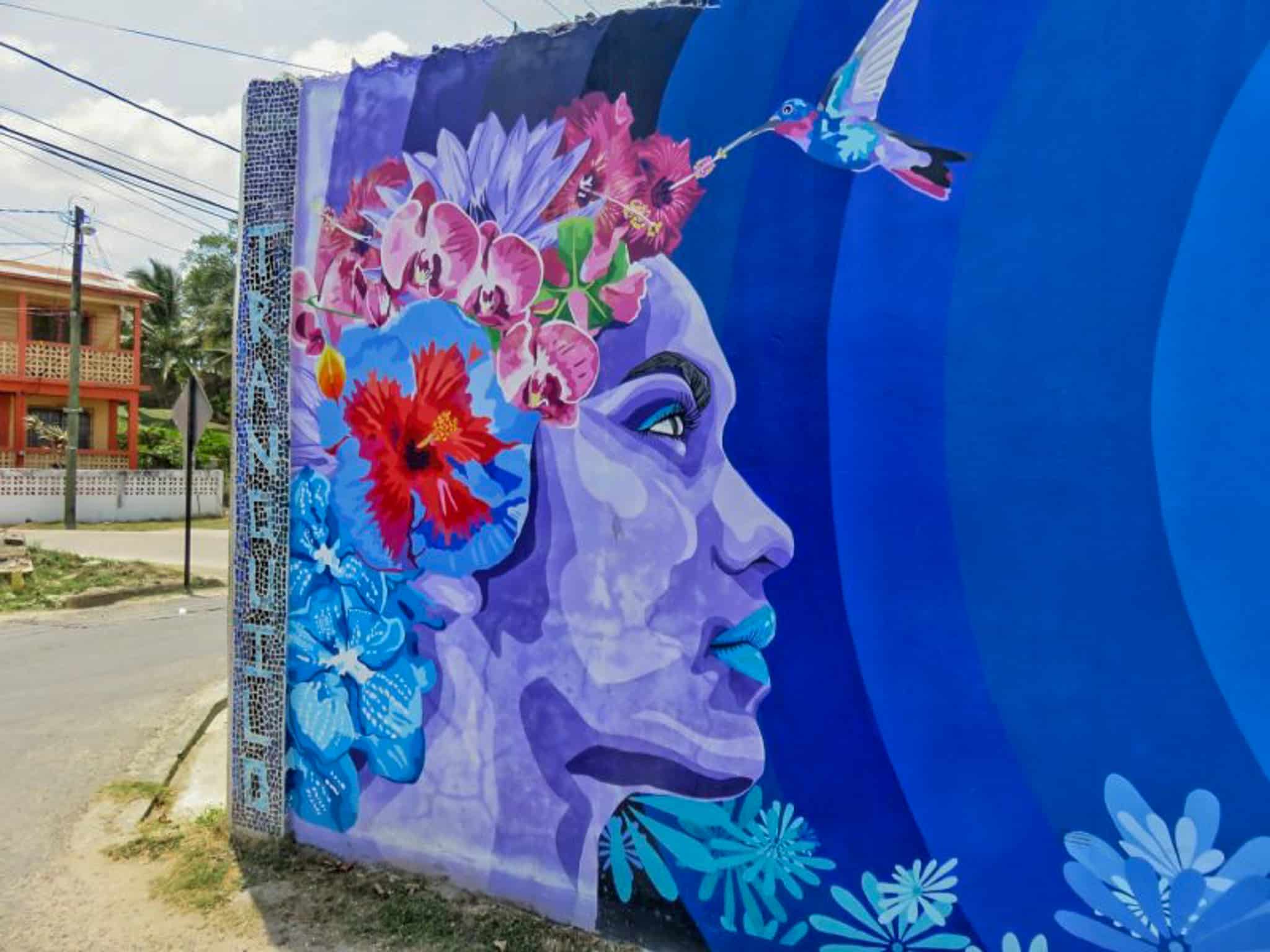 San Ignacio mural woman and butterfly