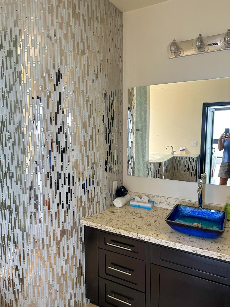 Bathroom tiles mirrored