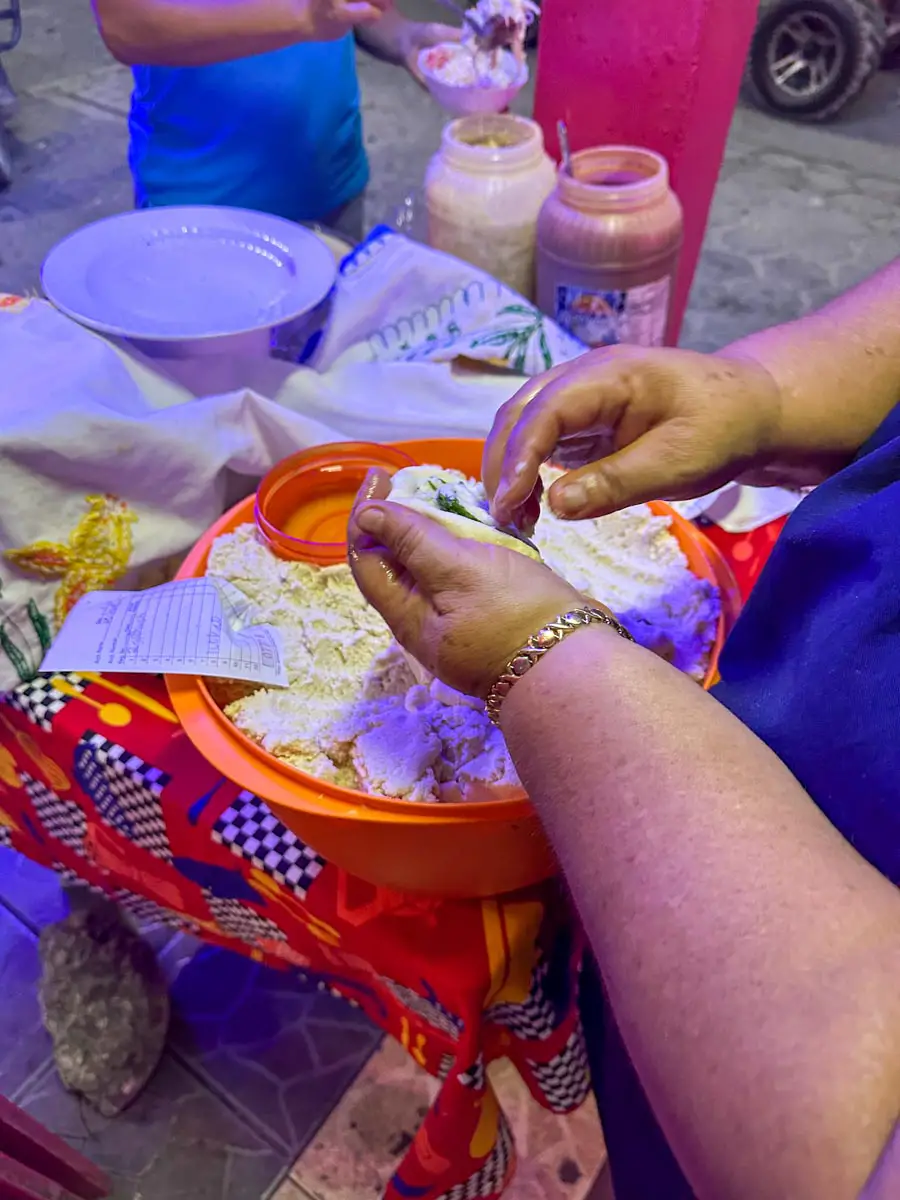 Pupusas being made