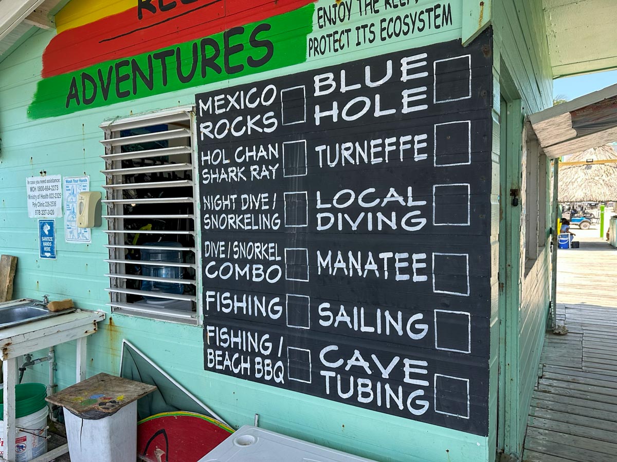 Dive sign with various sites