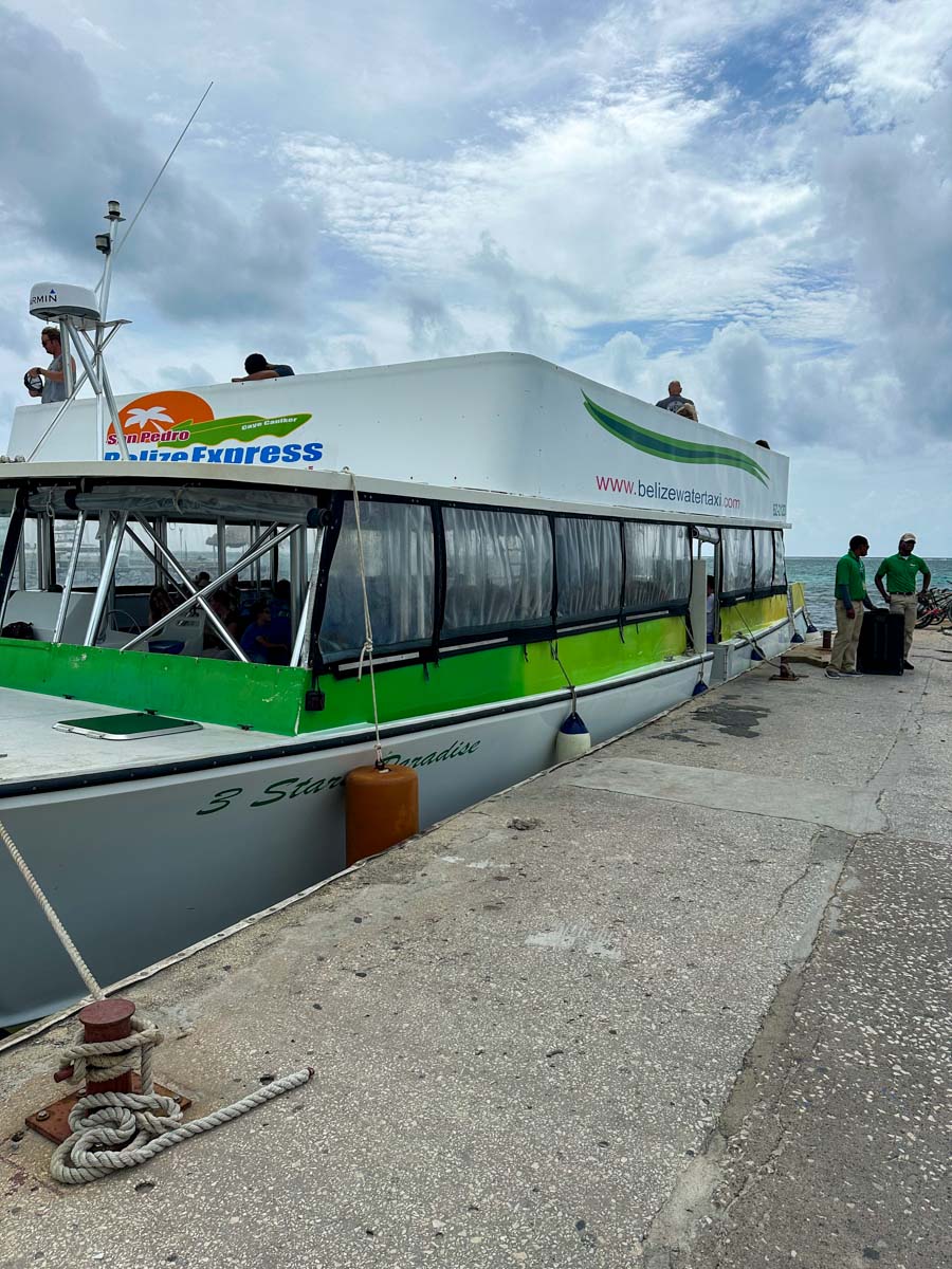 San Pedro Belize Express boat waiting at dock