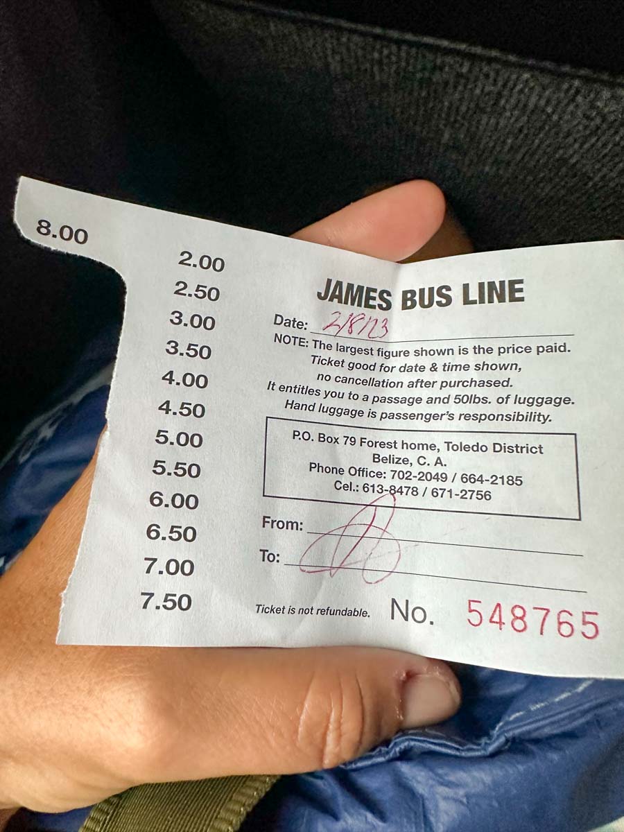 My ticket on the James Bus Line