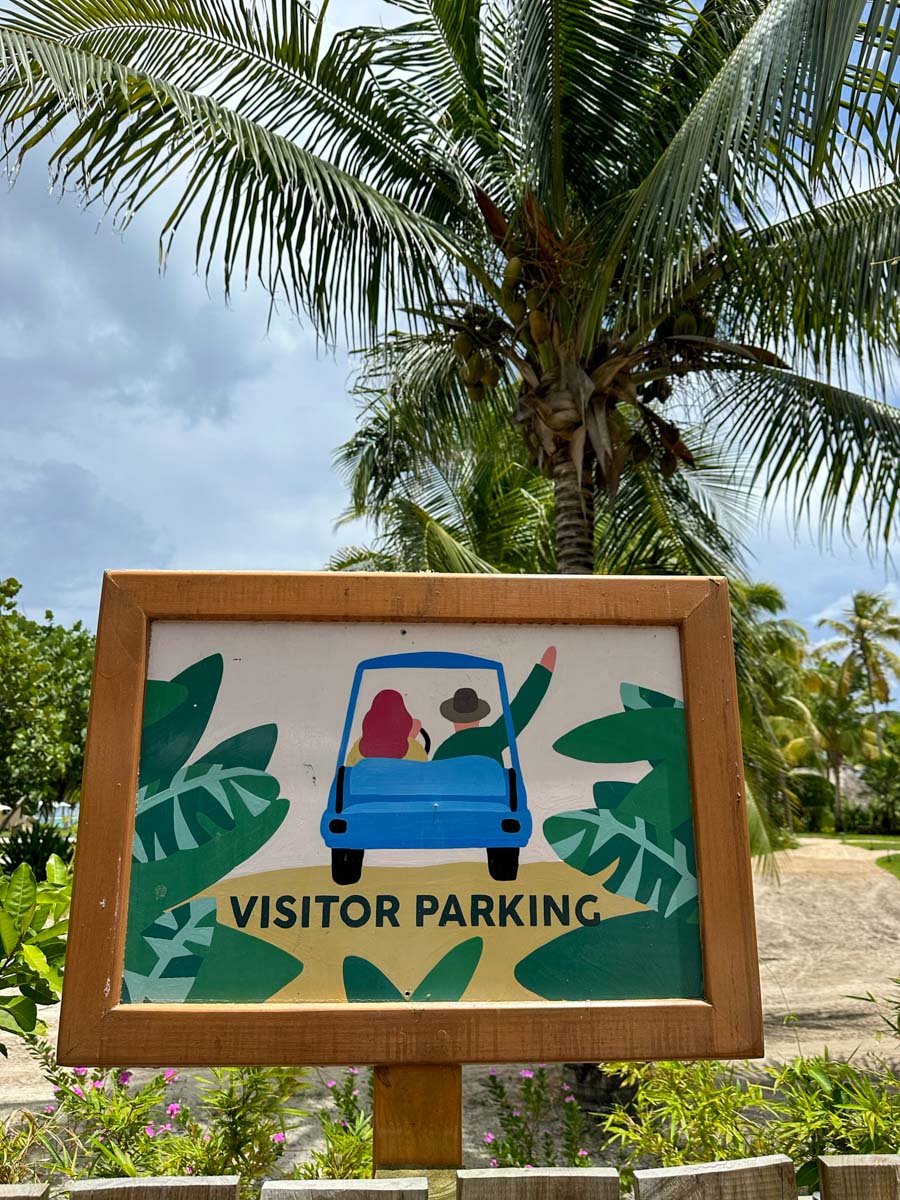 Fun visitors parking sign at Mata Chica Resort