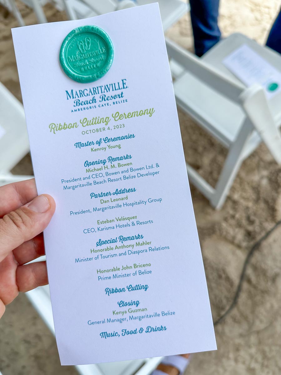 The list of speakers at the Margaritaville event