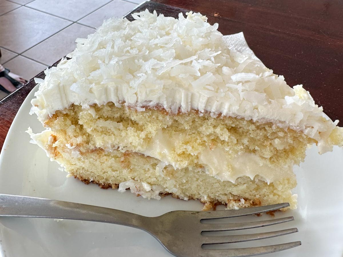 Coconut cake at Charmaines