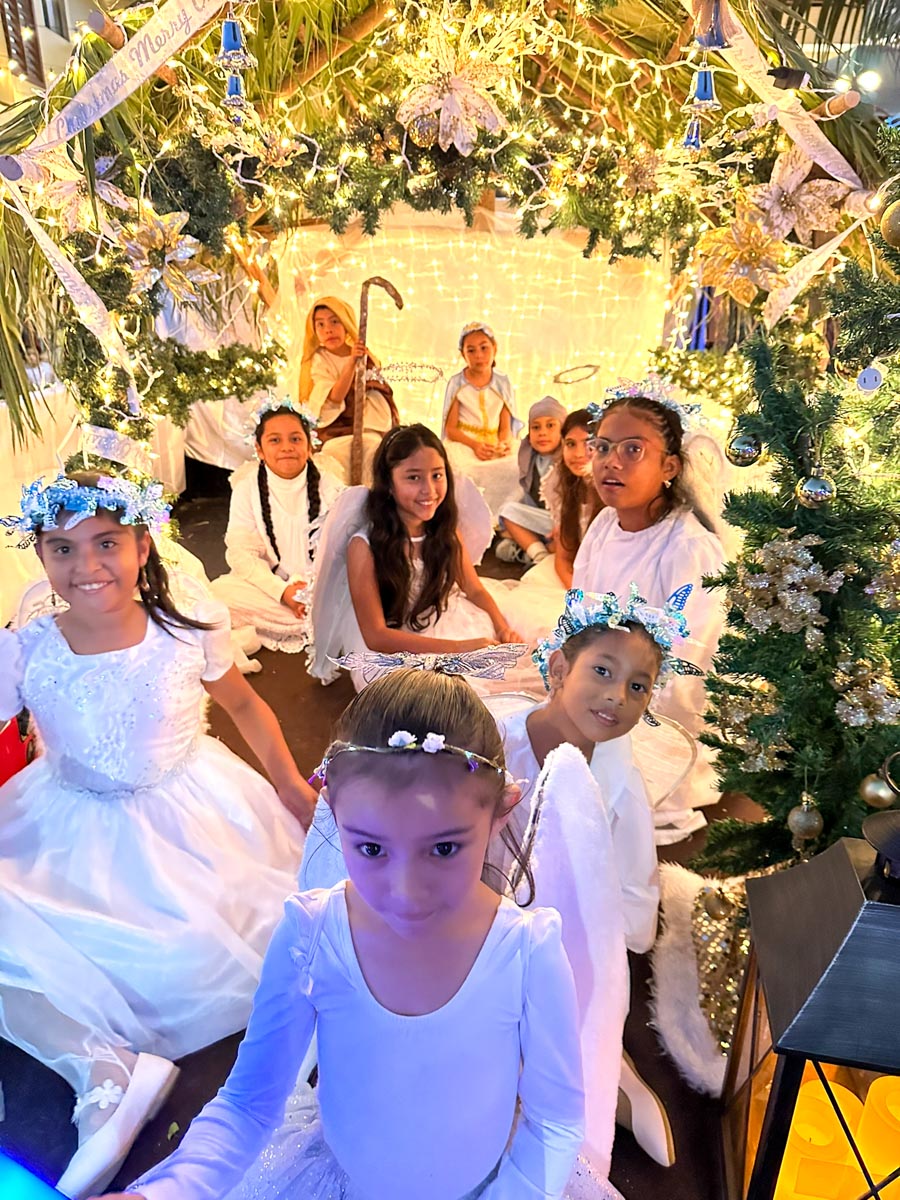 Kids inside the manger scene