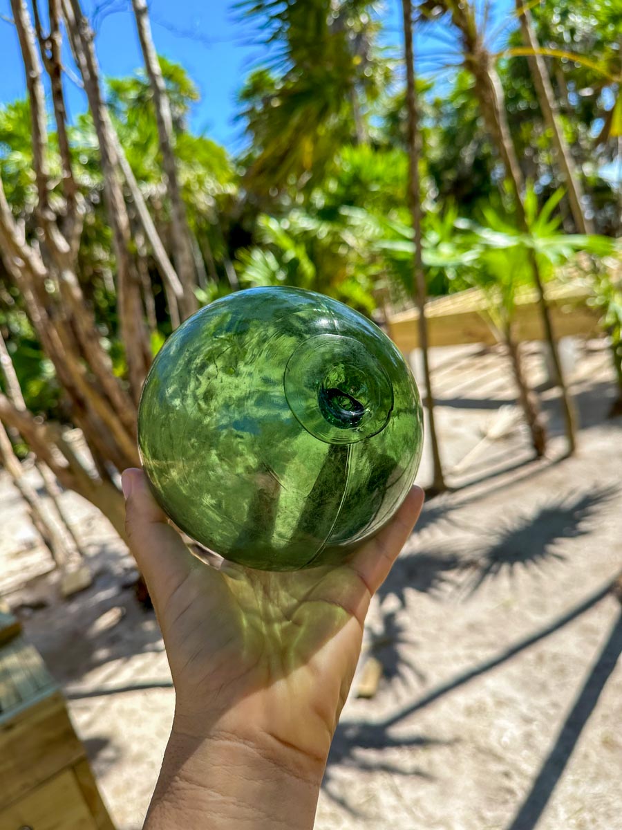 Glass buoy found on Ambergris Caye