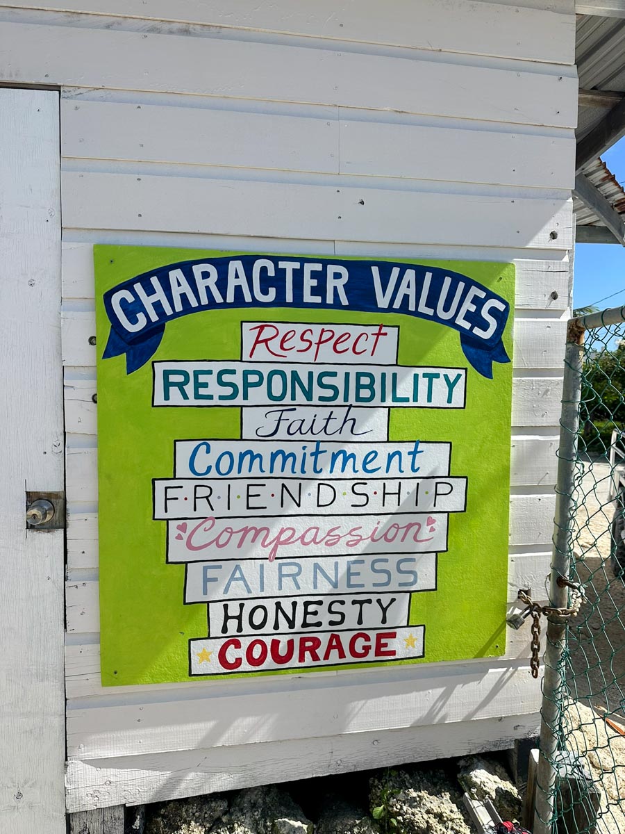 Character values sign at School