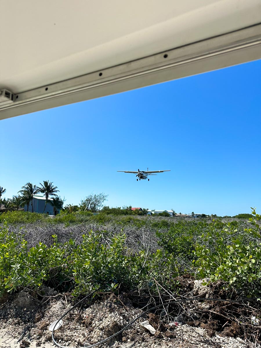 Plane coming across the airstrip