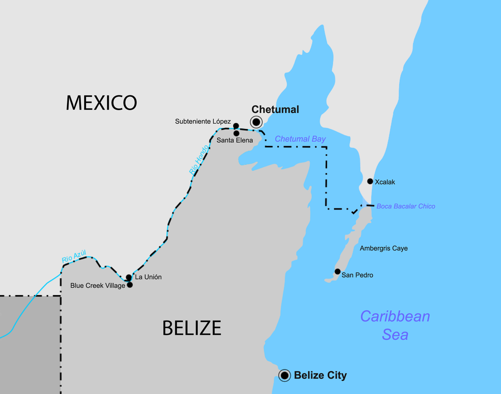 SImple map of Mexico Belize border
