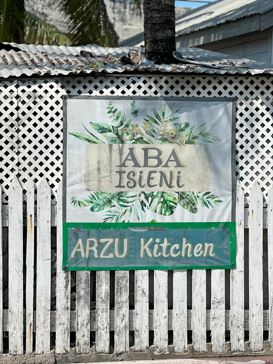 The sign for Aba Isieni kitchen