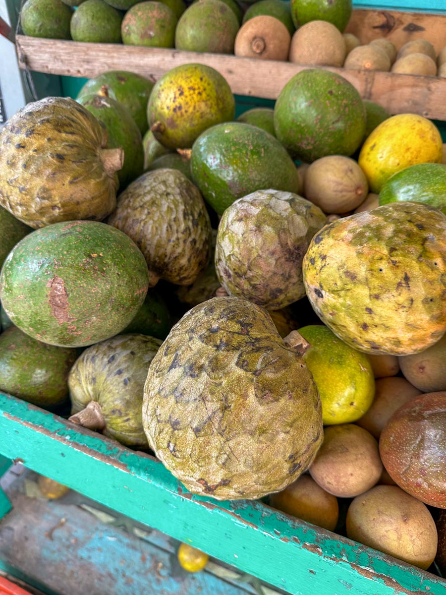 The custard apple at a fruit stand