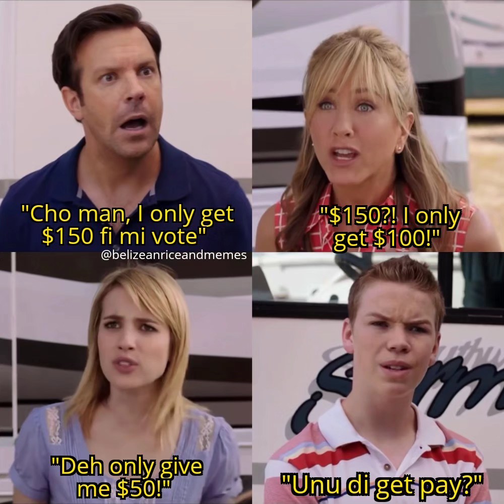 Belizean meme about collecting money for election