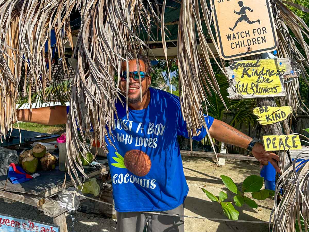 Meet Donovan:  Purveyor of Coconuts On North Ambergris Caye