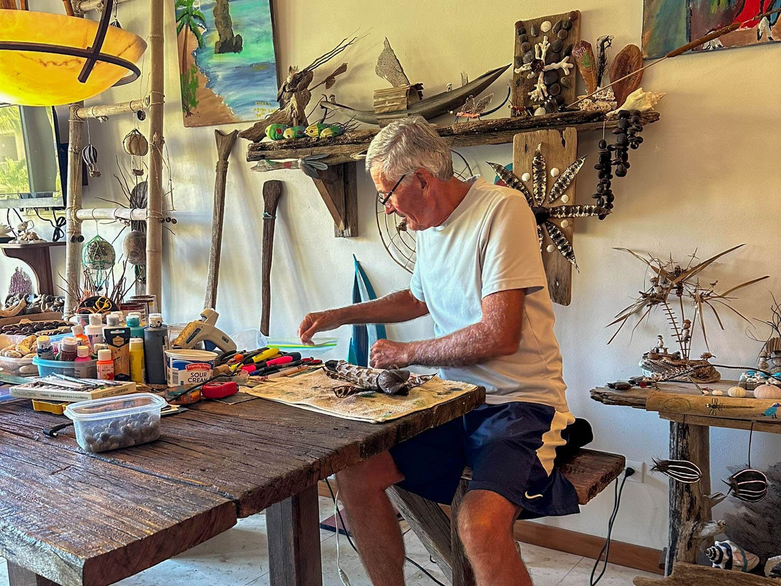 Gary at his work table